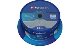 Verbatim 25GB BD-R SL Datalife Discs, 6x, 25 Pack Spindle