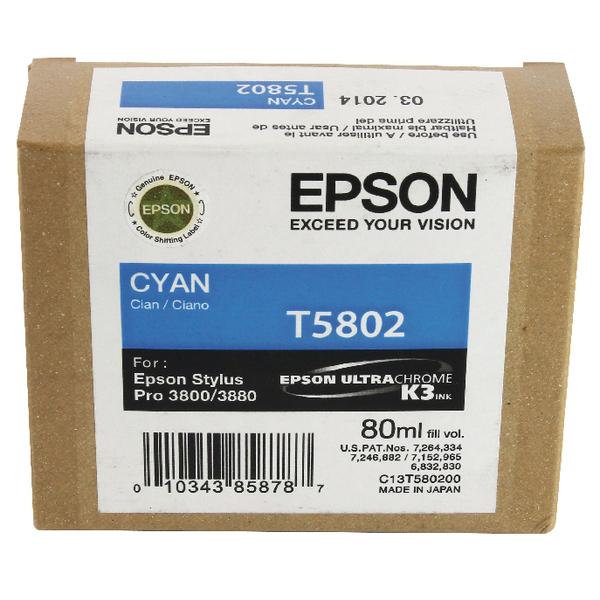 Epson Cyan Ultrachrome T5802 Ink Cartridge (80Ml) 80Ml
