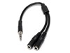 StarTech.com Slim Stereo Splitter Cable - 3.5mm Male to 2x 3.5mm Female