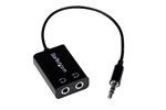 StarTech.com Slim Mini Jack Headphone Splitter Cable Adaptor - 3.5mm Male to 2x 3.5mm Female (Black)