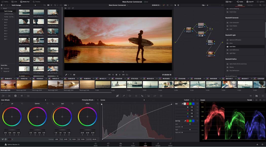 Video editor working on colour grading project using a high-performance PC powered by Kingston FURY RAM.