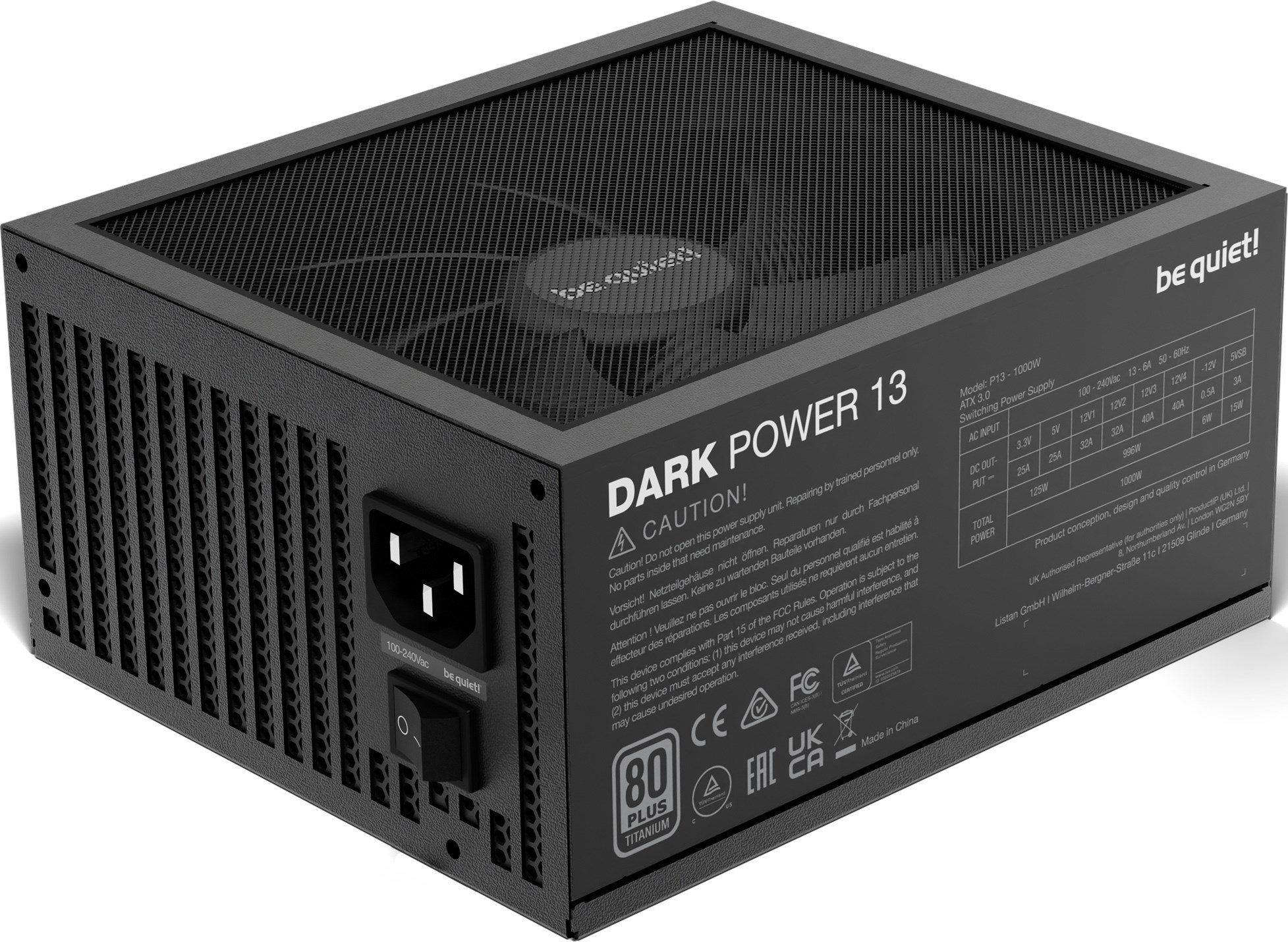 電源ユニット PSU BE QUIET DARK POWER 1000W TITANIUM be quiet! Dark Power 13 1000W ATX 3.0 Power Supply | 80 PLUS
