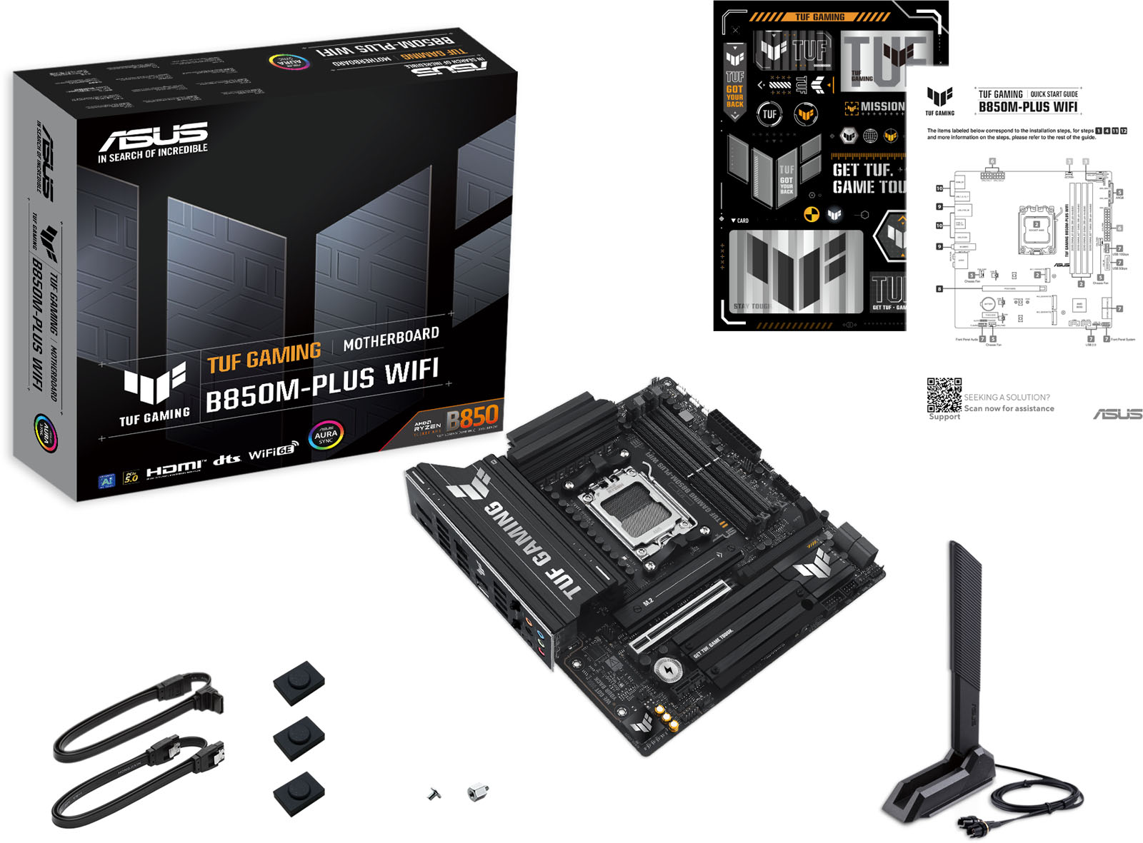 Carte Mère ASUS B850M Max Gaming WiFi - Micro-ATX, Socket AM5, Pour AMD Ryzen 7000/8000/9000 - 7