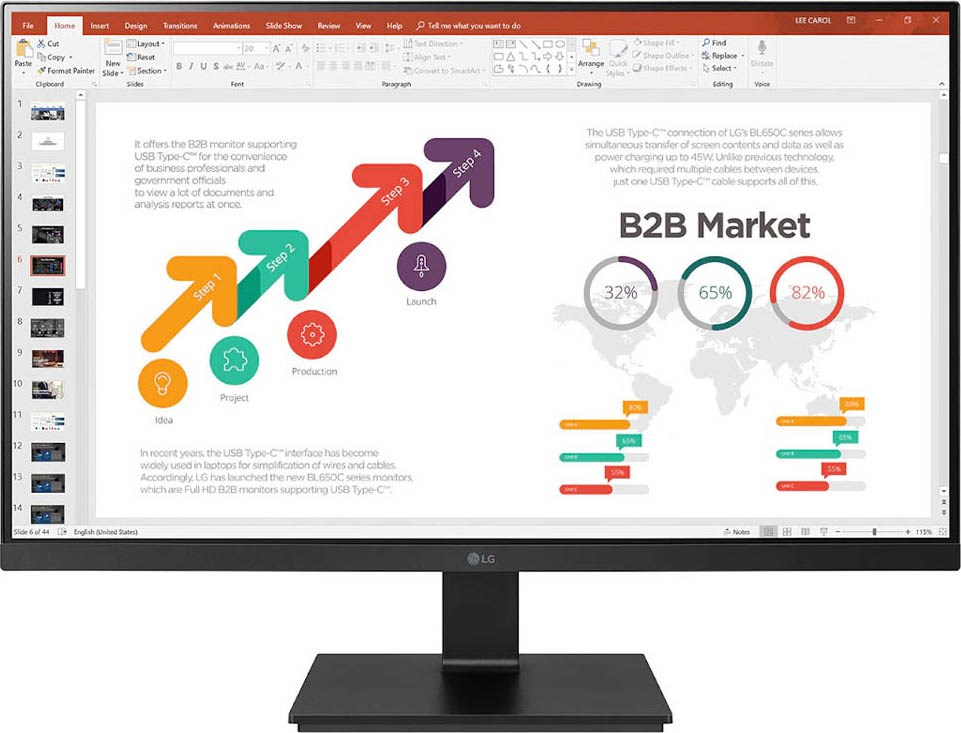 LG 24BL650C 23.8 inch IPS Monitor - IPS Panel, Full HD, 5ms, Speakers, HDMI