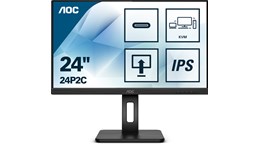AOC 24P2C 23.8" Full HD Monitor - IPS, 75Hz, 4ms, Speakers, HDMI, DP