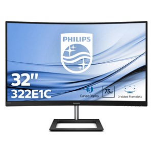 Philips E Line 322E1C 32 inch LED Backlit Monitor, 1500R Curved, 1920 x 1080 Full HD resolution, VA Panel, FreeSync, 4ms Response, VGA, HDMI, DisplayPort (Textured Black)