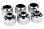 Alphacool Eiszapfen 16mm Chrome Hard Tube Compression Fittings - Six Pack