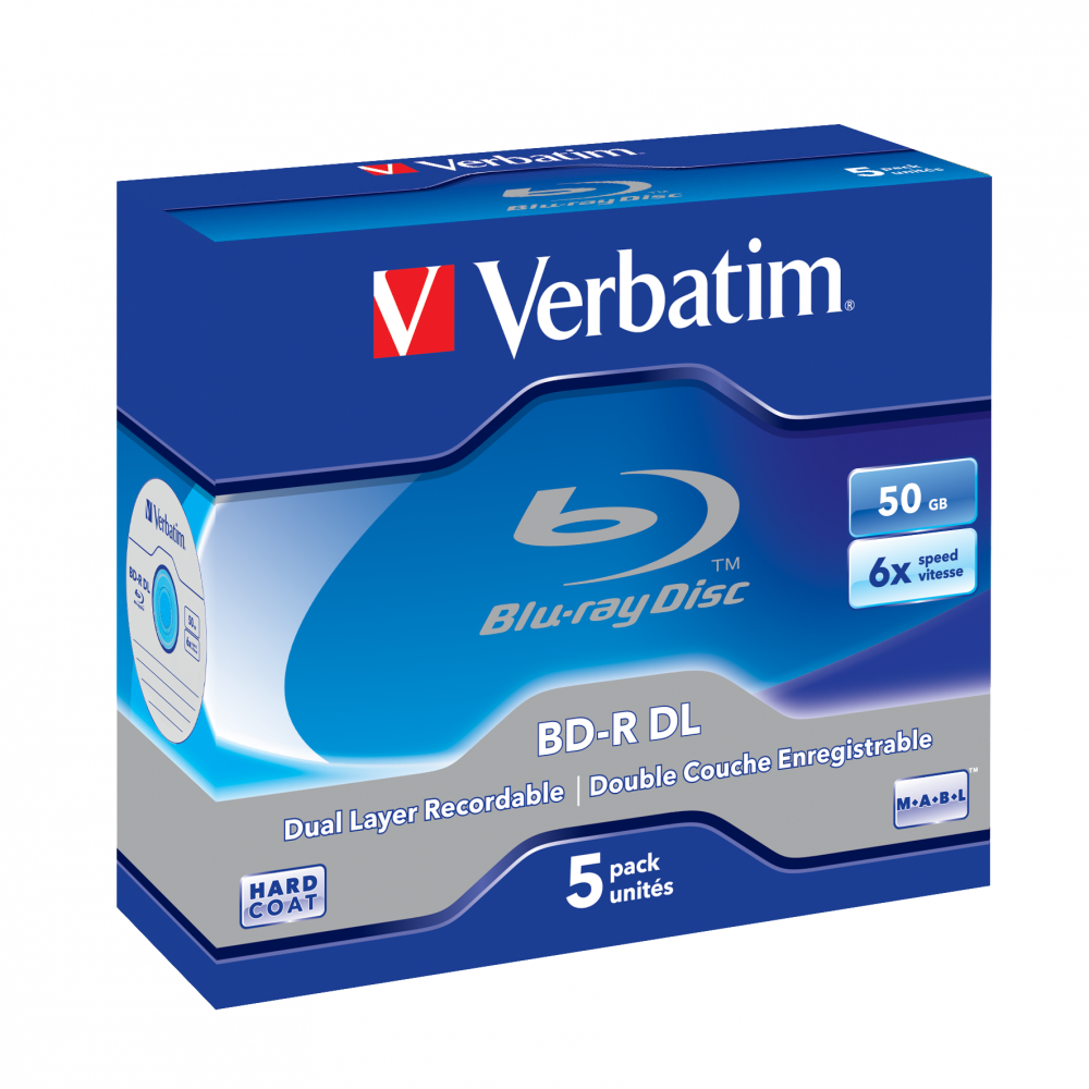 Photos - Optical Storage Verbatim 50GB BD-R DL Discs, 6x, 5 Pack Jewel Case 43748 