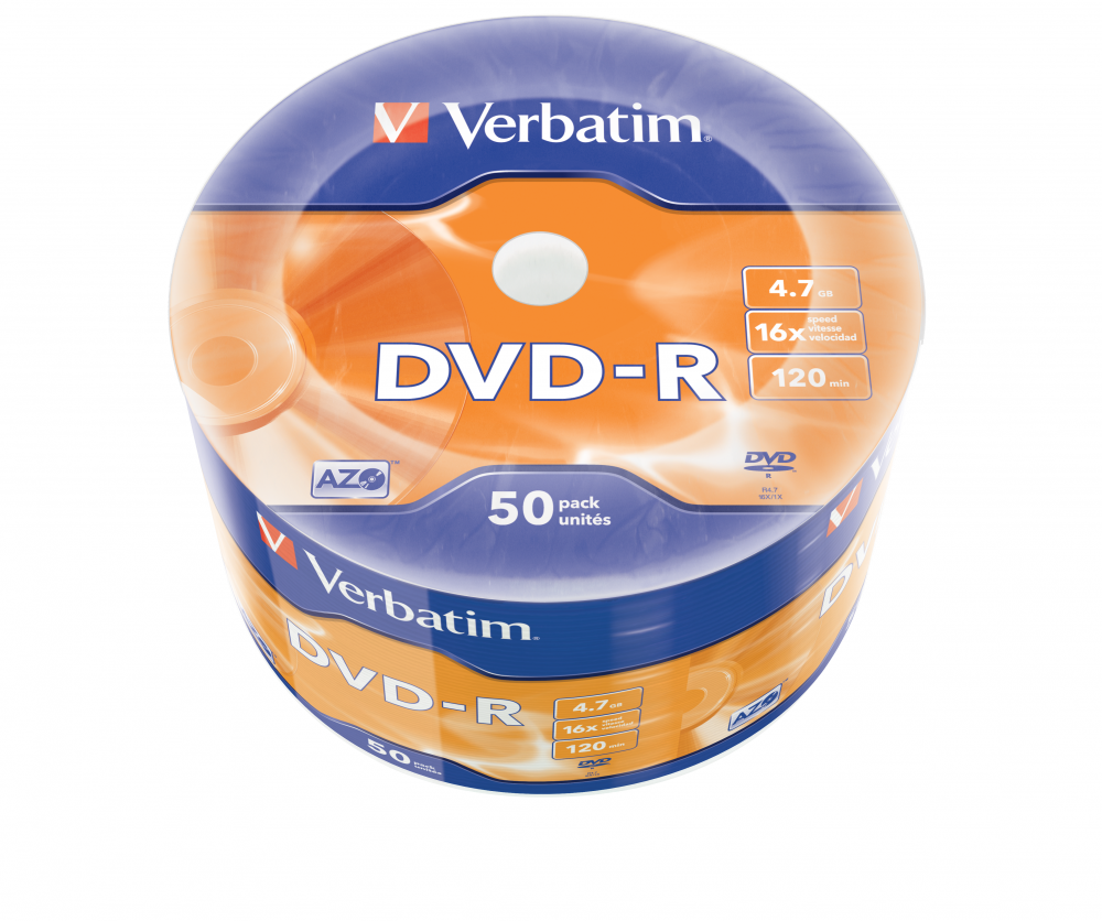 Photos - Optical Storage Verbatim 4.7GB DVD-R Discs, 16x, 50 Pack Wrap Spindle 43788 