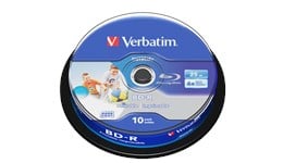 Verbatim 25GB BD-R SL Datalife Discs, 6x, Wide Inkjet Printable, 10 Pack Spindle