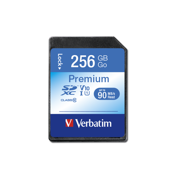 Image of 256GB Verbatim Premium U1 Class 10 SD Card