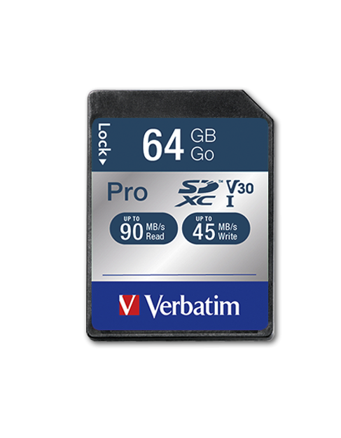 Image of 64GB Verbatim Pro U3 UHS-1 (U3) SD Card