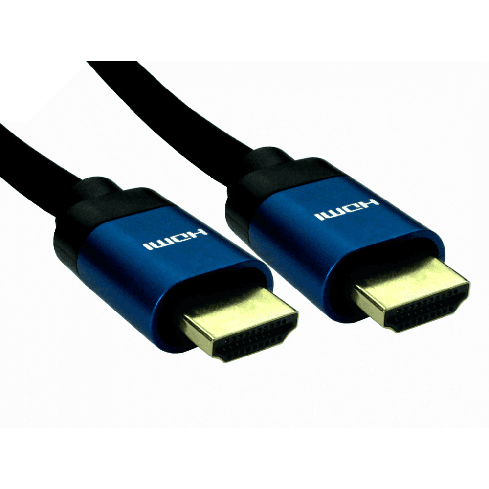 Cables Direct 1m HDMI 2.1 Cable in Black with Blue Connectors