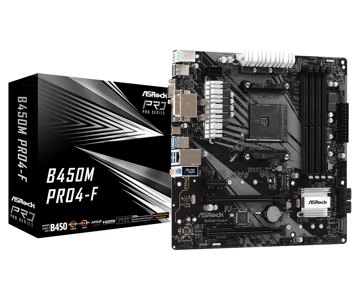 ASRock B450M Pro4 F AMD Socket AM4 Motherboard 90 MXBAB0 A0UAYZ CCL asrock-b450m-pro4-f-amd-socket-am4-motherboard-90-mxbab0-a0uayz-ccl