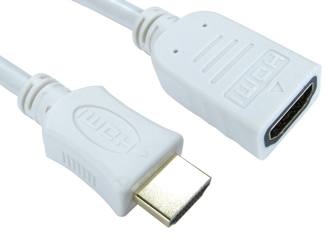1m HDMI (v1.4) HighSpeed with Extension Cable (White