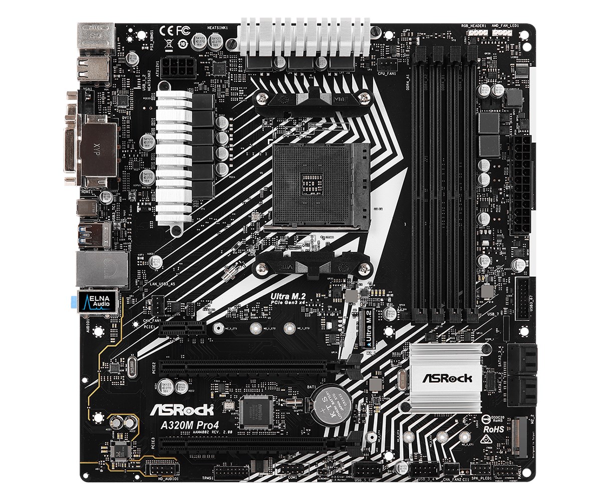 ASRock A320M Pro4 R2.0 AMD Socket AM4 Motherboard - A320M PRO4 R2.0 ...