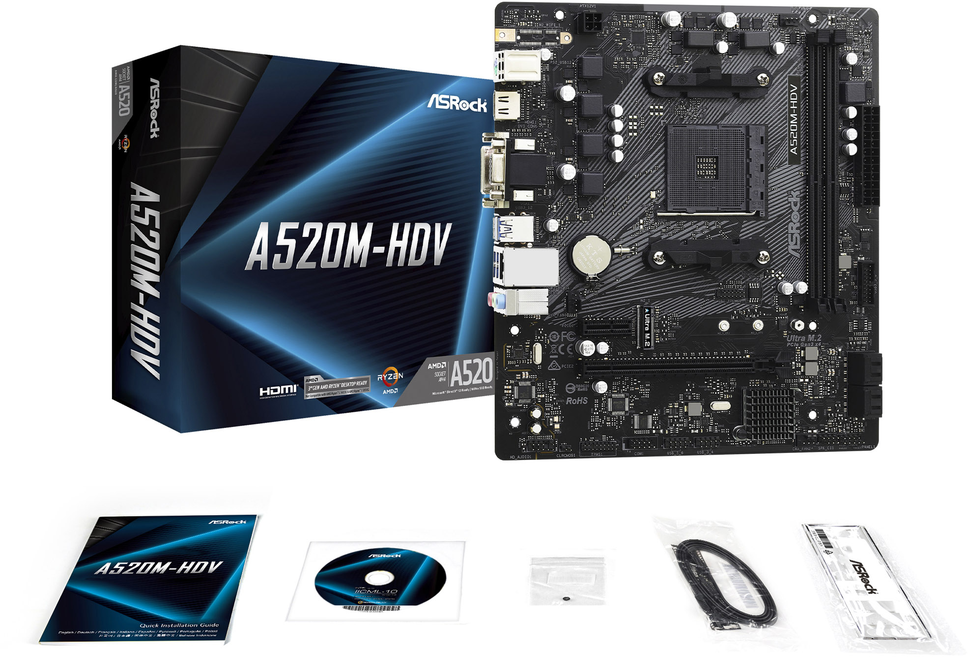 ASRock A520M-HDV AMD Socket AM4 Motherboard - 90-MXBE50-A0UAYZ | CCL