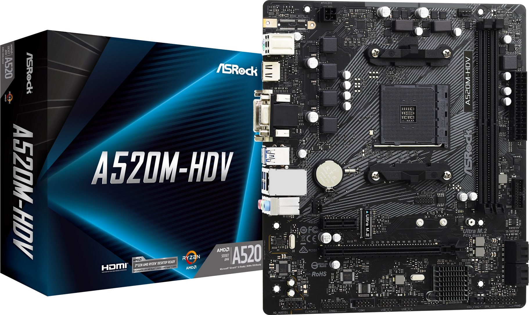 ASRock A520M-HDV AMD Socket AM4 Motherboard - 90-MXBE50-A0UAYZ | CCL