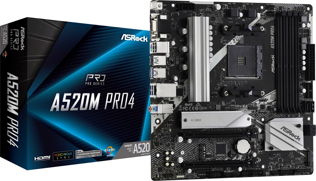 ASRock A520M Pro4 AMD Socket AM4 Motherboard