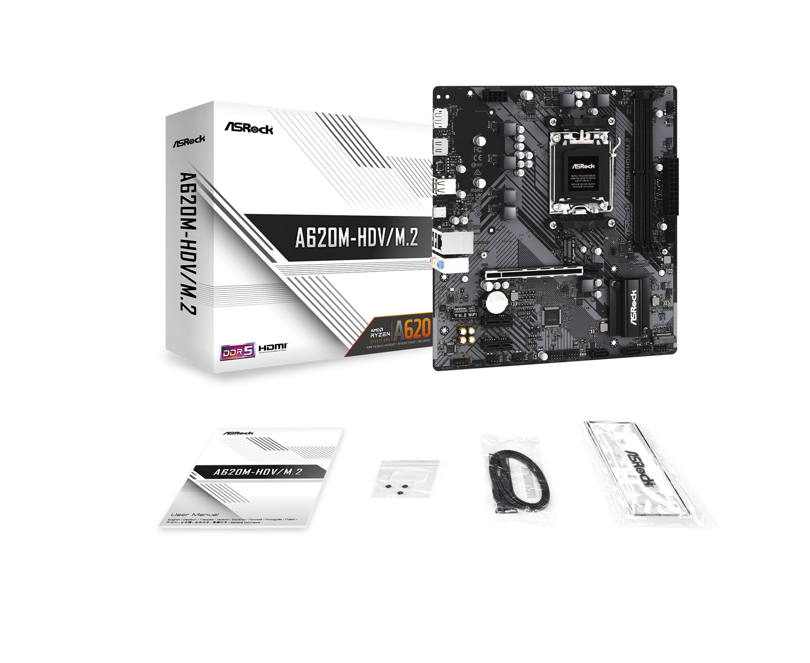 ASRock A620M-HDV/M.2 AMD Socket AM5 Motherboard - 90-MXBLL0-A0UAYZ