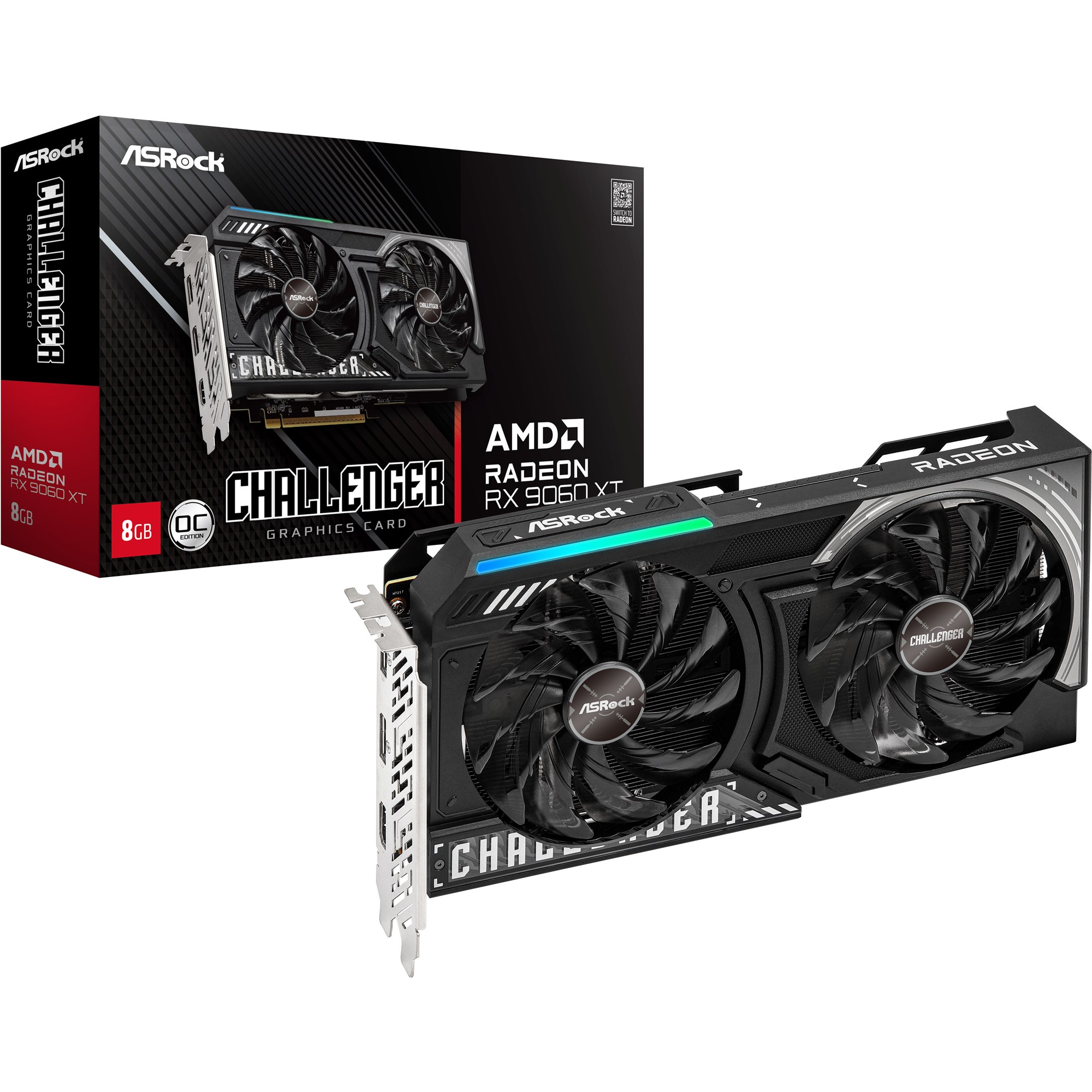 【美品】RX9070 16GB ASRock Radeon RX 9060 XT Challenger OC 8GB GPU - 90-GA5TZZ