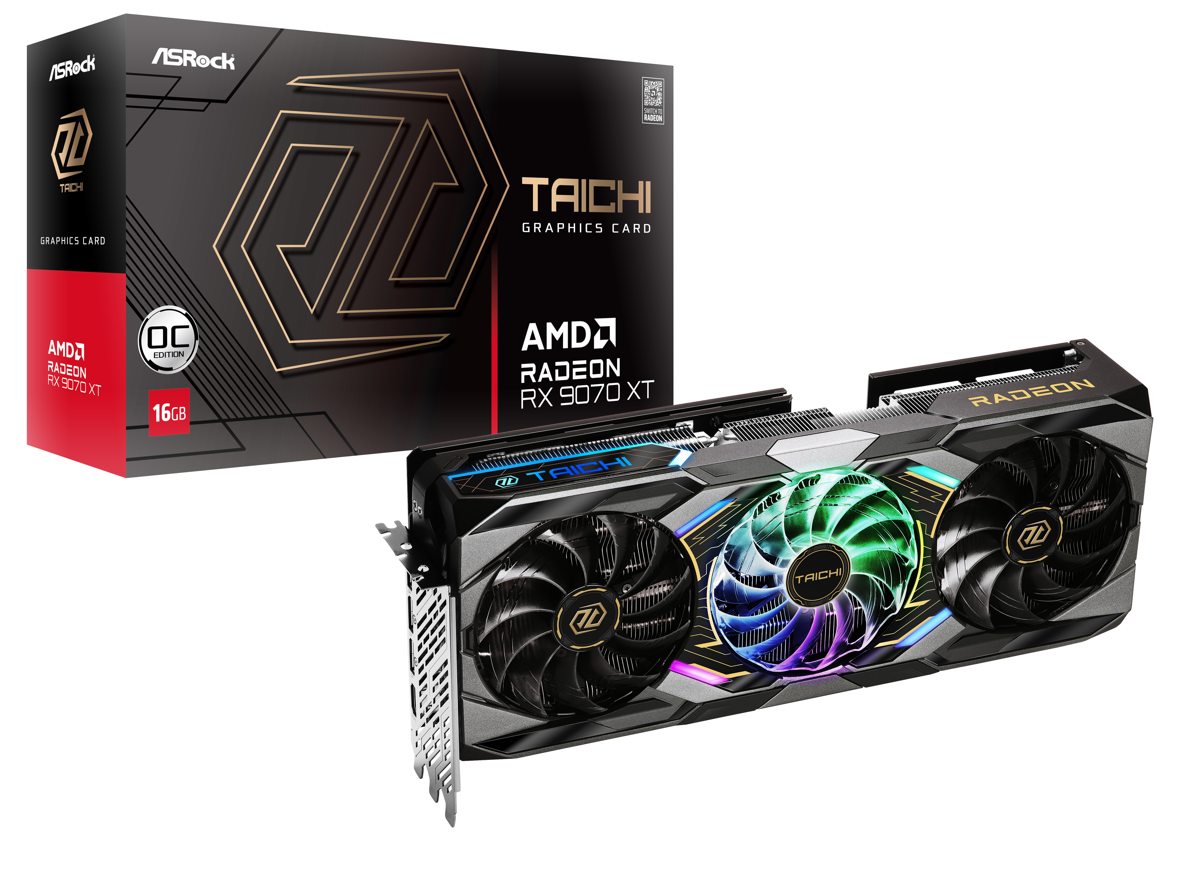 ASRock Radeon RX 9070 XT Taichi OC 16GB GDDR6 Graphics Card