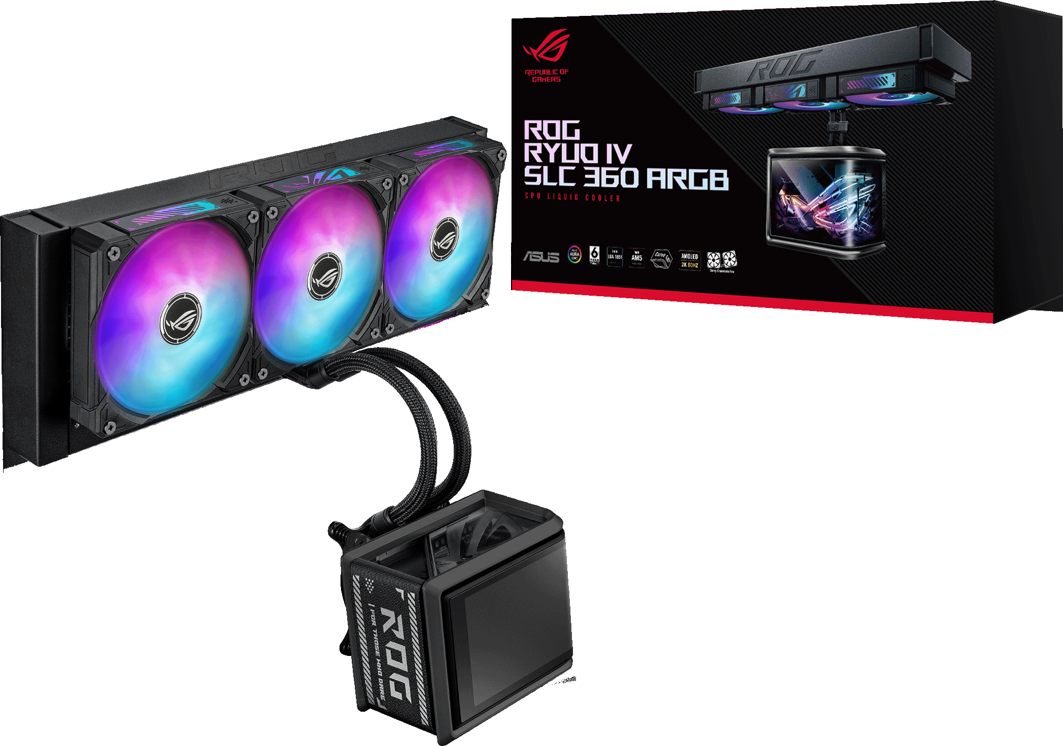 ASUS ROG Ryuo IV SLC 360 ARGB 360mm Liquid CPU Cooler in Black