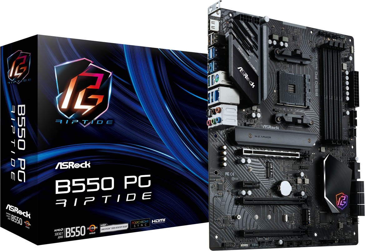 ASRock B550 PG Riptide AMD Socket AM4 Motherboard - 90-MXBGH0
