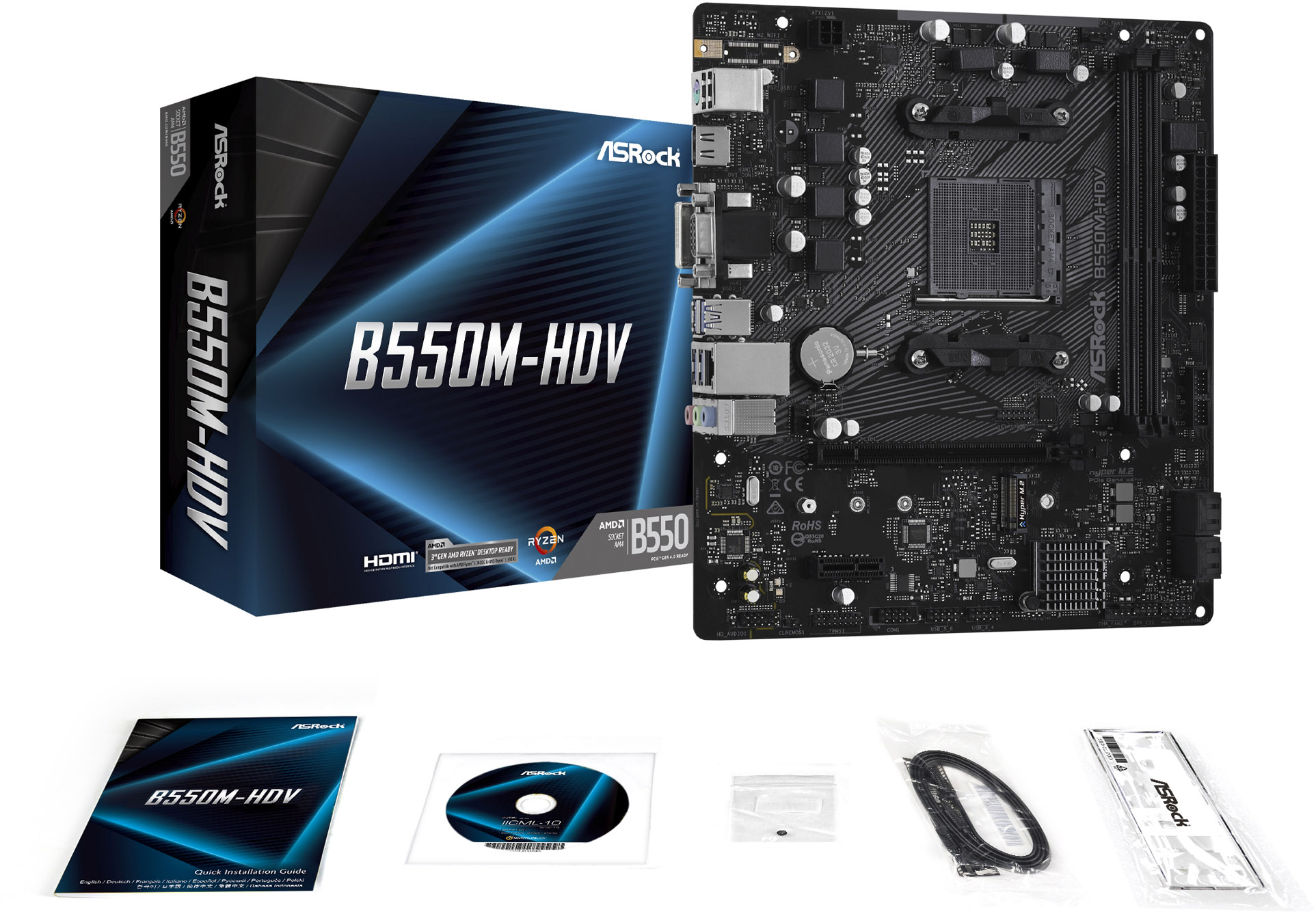 ASRock B550M-HDV AMD Socket AM4 Motherboard - 90-MXBDJ0-A0UAYZ | CCL