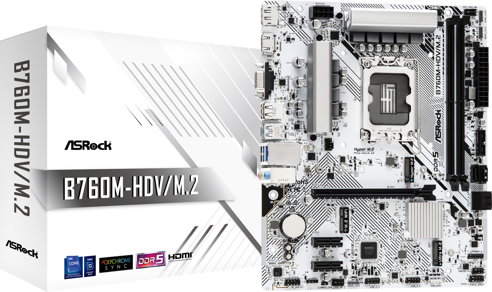 ASRock B760M-HDV/M.2 mATX Motherboard for Intel LGA1700 CPUs