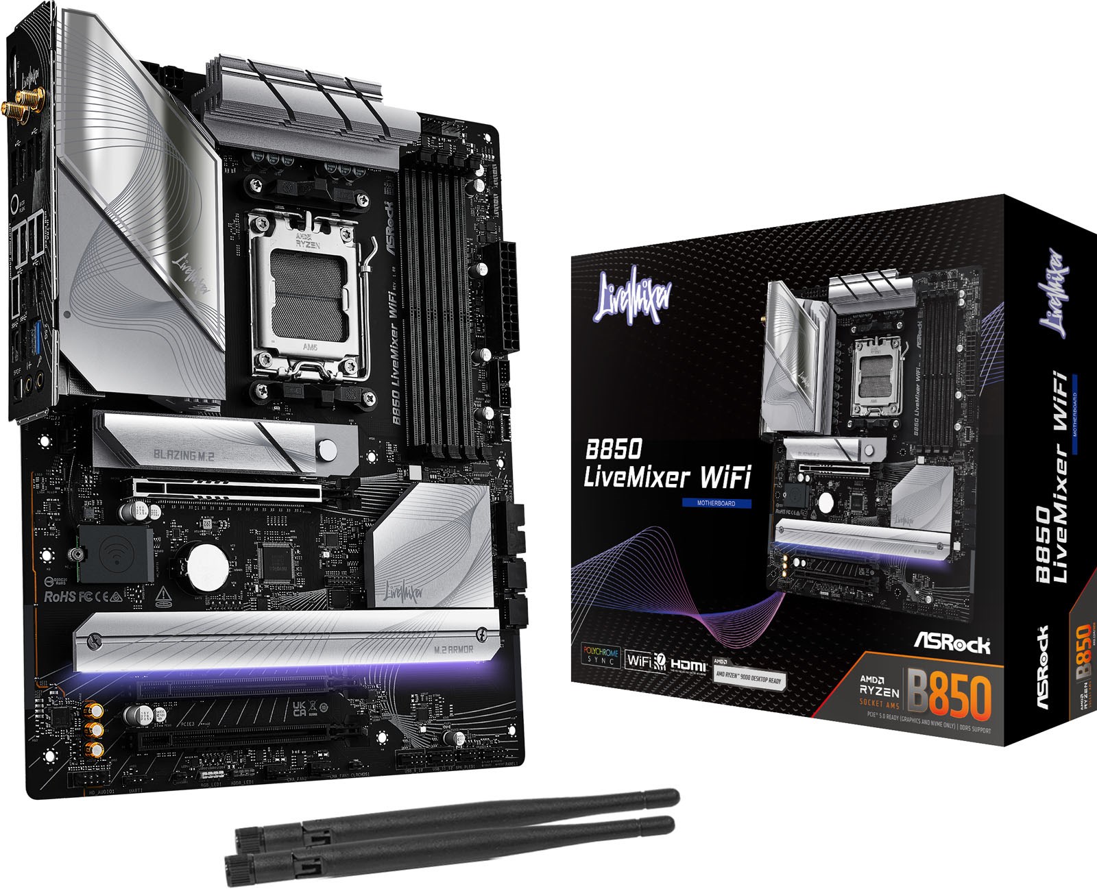 ASRock B850 LiveMixer WiFi AMD Socket AM5 Motherboard - 90