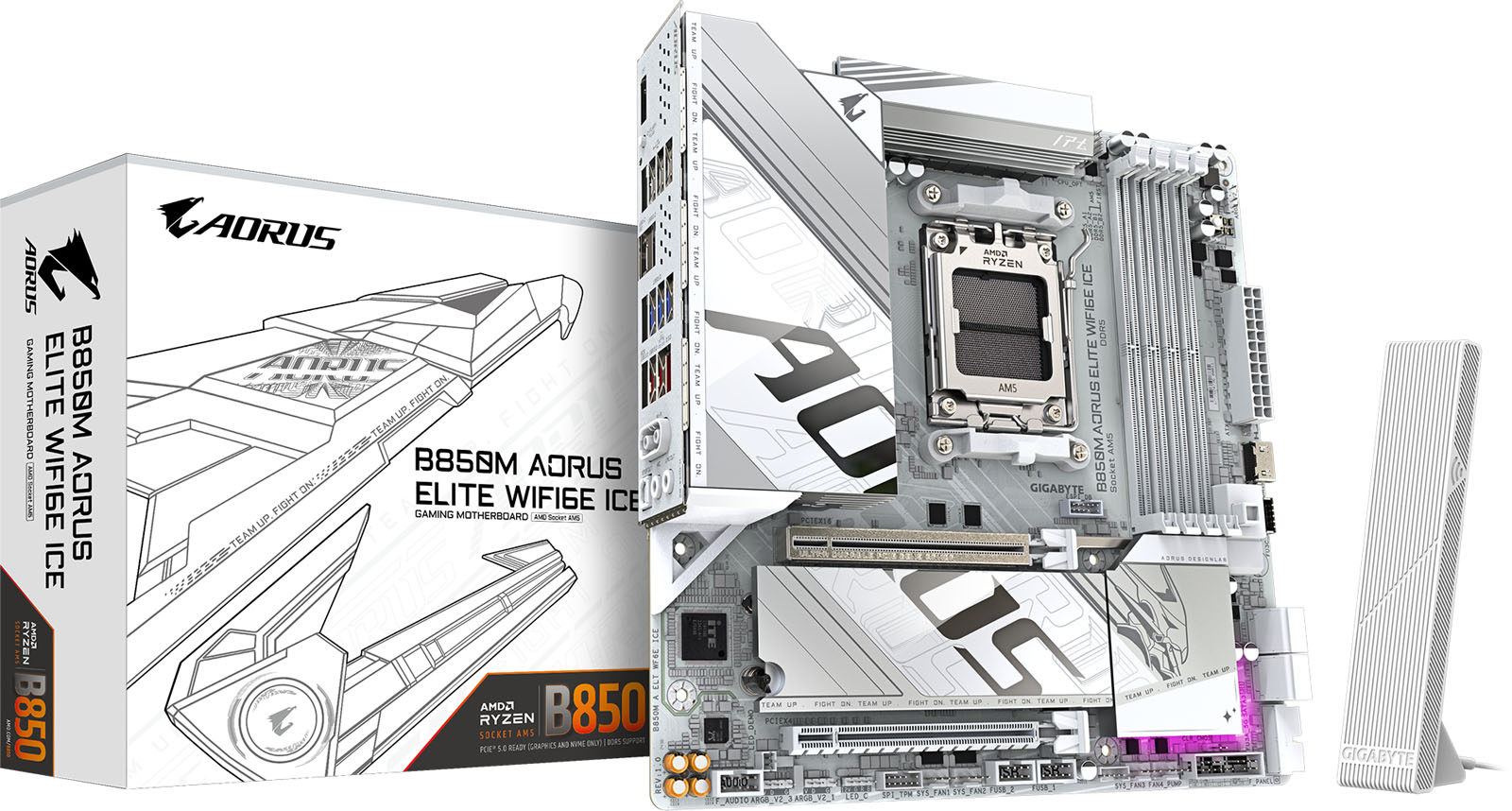 Gigabyte B850m Aorus Elite Wifi6e Ice Matx Motherboard For Amd Am5 Cpus