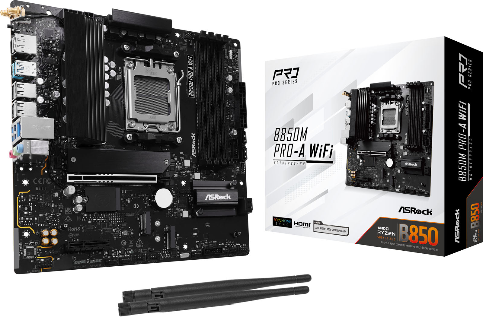 ASRock B850M Pro-A WiFi mATX Motherboard for AMD AM5 CPUs