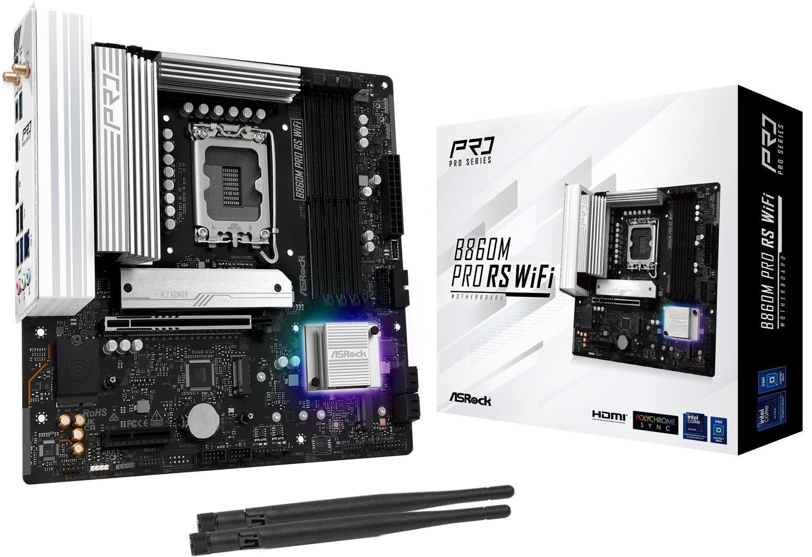 ASRock B860M Pro RS WiFi mATX Motherboard for Intel LGA1851 CPUs