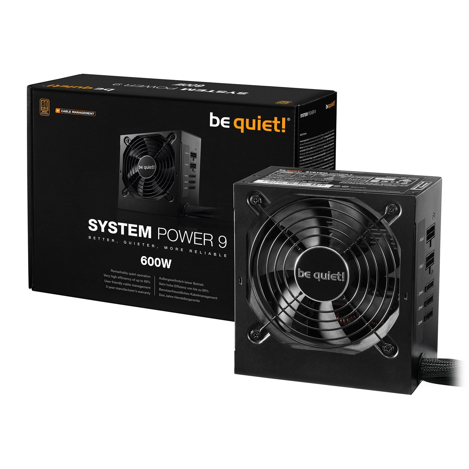 Be Quiet! System Power 9 CM 600W Modular PSU BN302 CCL Computers