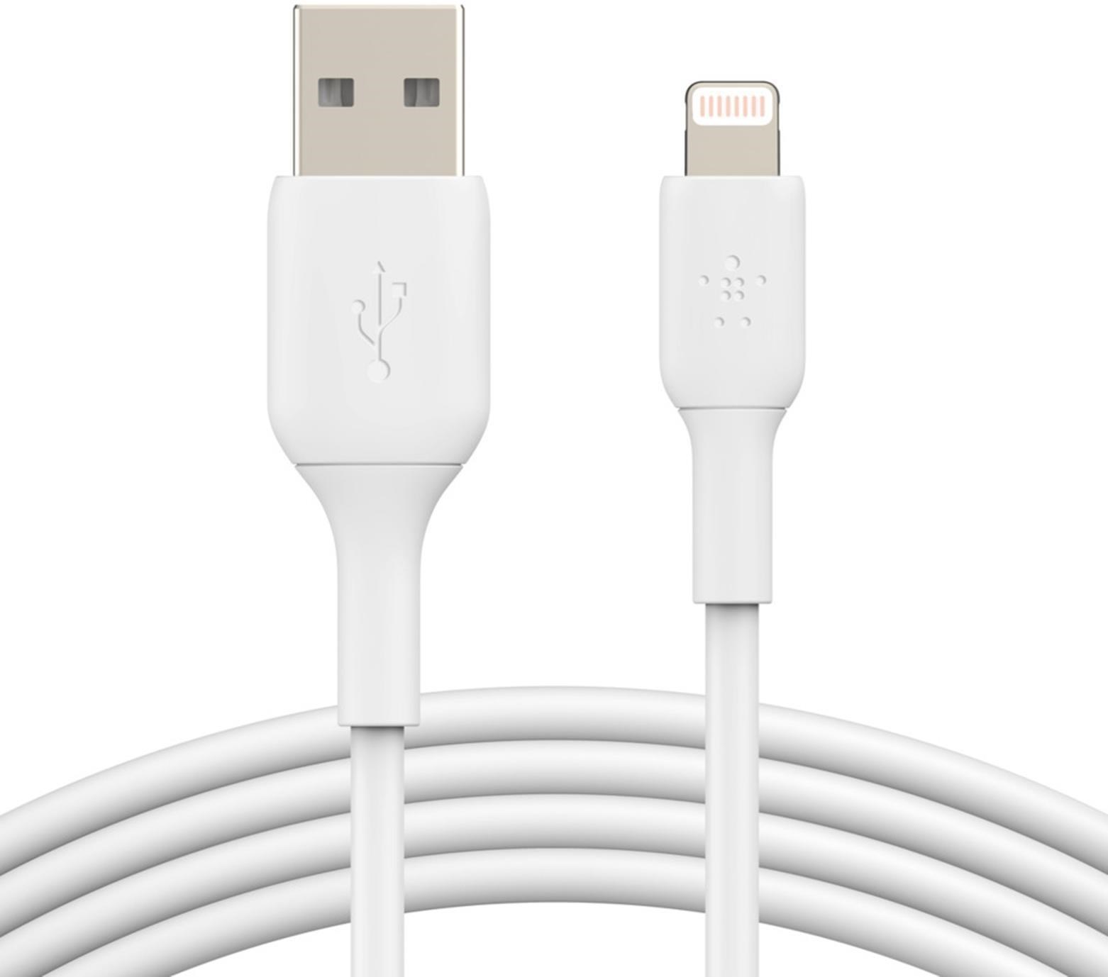 Photos - Cable (video, audio, USB) Belkin Lightning to USB-A 2M Cable - White CAA001BT2MWH 