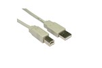 Cables Direct 5m USB 2.0 Type A to Type B Cable in Beige