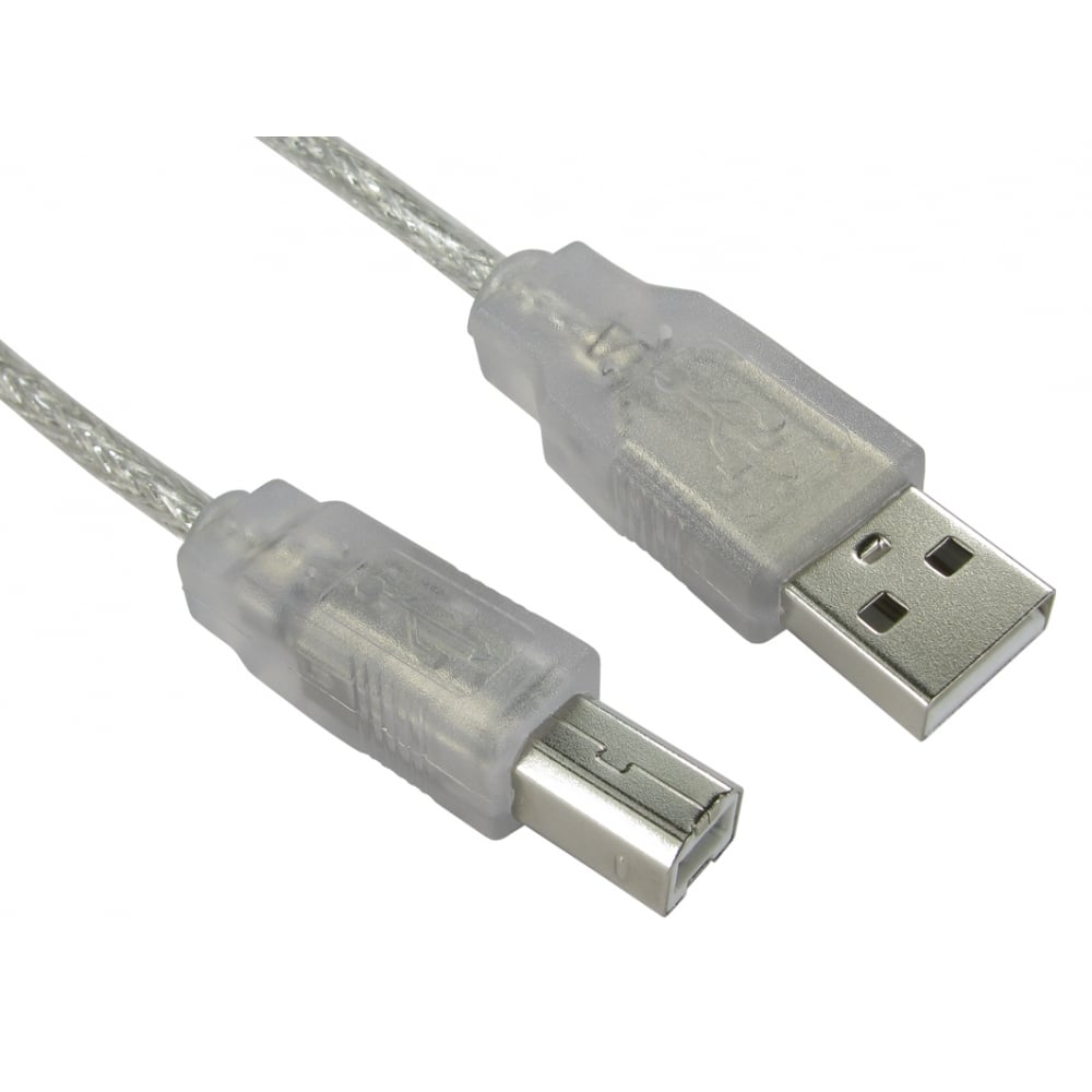Cables Direct Men's Usb 2.0 Type A To Type B Cable In Clear 1.8M