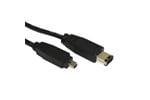 Cables Direct 1m 6-pin Male to 4-pin Male Firewire Cable