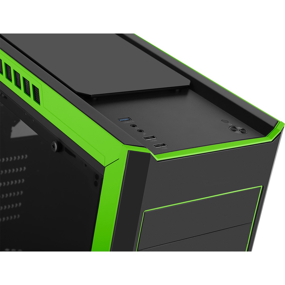 CiT Flash Mid Tower Gaming Case Green CITFLASHBLKGREEN CCL Computers