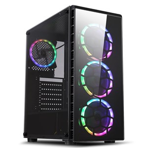 CiT Raider ATX Mid Tower Gaming Case (Black) with 4 x Halo Spectrum RGB Fans, Aura Sync Support