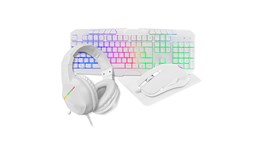 CiT Raptor White 4-in-1 Keyboard, Mouse, Headset and Mouse Pad Combo Kit