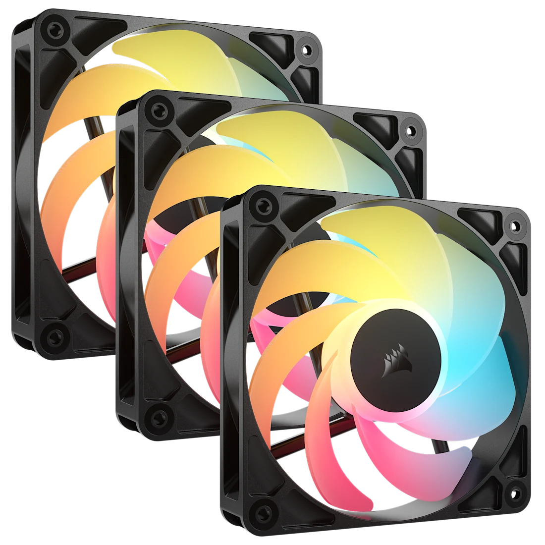 Photos - Computer Cooling Corsair RS120-R ARGB 120mm Triple Pack of PWM Reverse Fans in Black CO-9050196-WW 