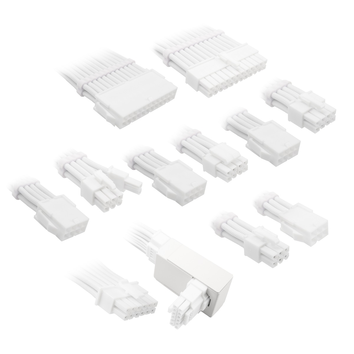 Kolink Core Pro Braided Cable Extension Kit in Brilliant White with 12V-2x6 Type 1 Cable