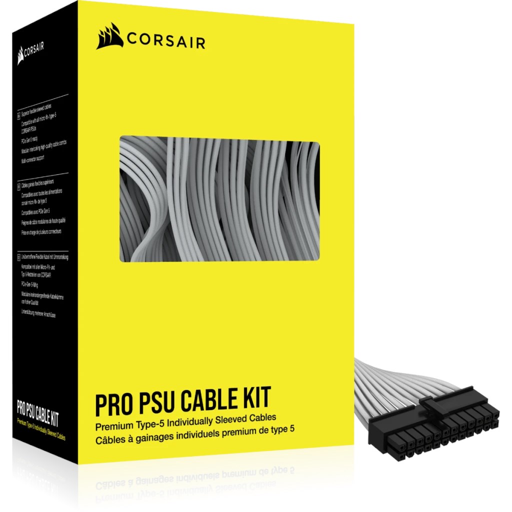 corsair PRO PSU CABLE KIT CP-8920293 白 Premium Individually Sleeved Type-5 PSU Cables Pro Kit, White