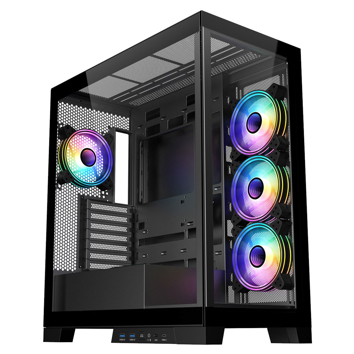 Photos - Computer Case CiT Pro Diamond XR Mid Tower Tempered Glass Gaming PC Case - Black -P-X 