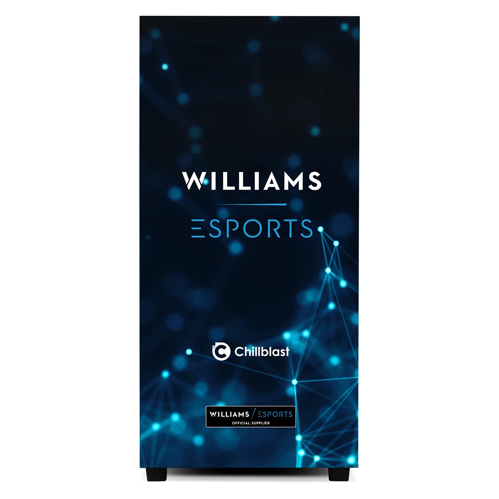 The front of the Chillblast Official Williams Esports Ultimate Gaming PC.