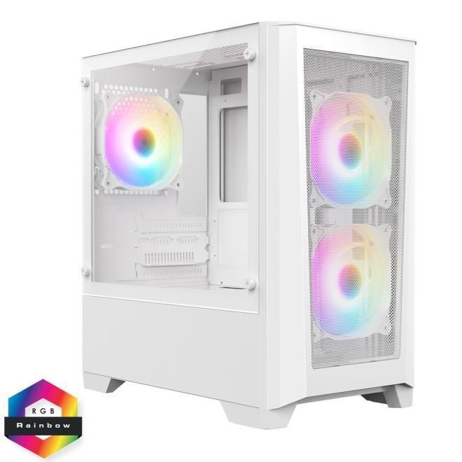 Photos - Computer Case CiT Level 2 Mesh Mid Tower Gaming Case - White -LEVEL2-MW 
