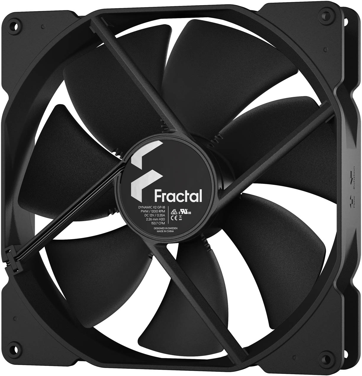 Fractal Design Dynamic X2 GP-18 180mm PWM Chassis Fan - FD-FAN-DYN-X2-GP18-PWM-BK  | CCL