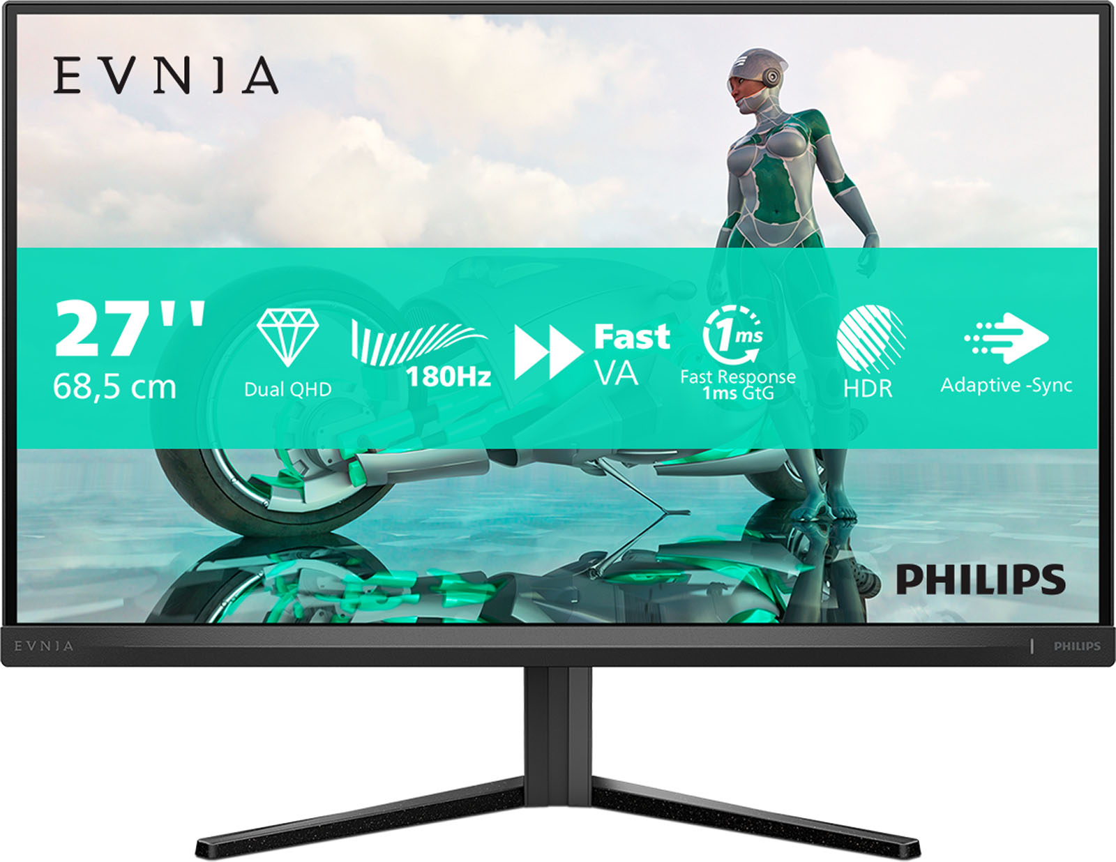 Philips Black/Dark Evnia 27M2n3500nl 27" 1440P (Qhd) Gaming Monitor - Va, 180Hz, 1Ms, Hdmi Size 27